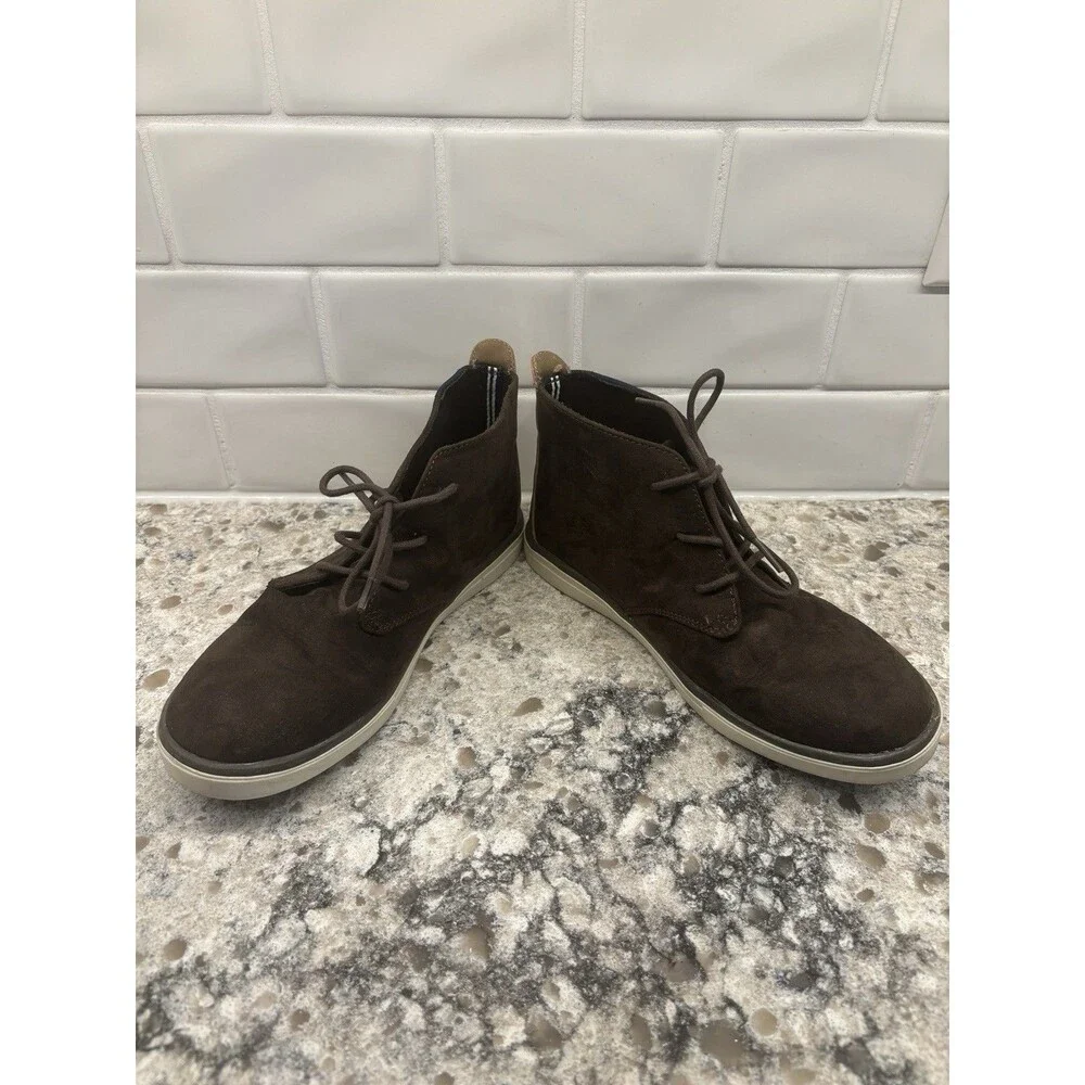 Boys Youth Size 6 Casual Low Boots Lace Up Faux‎ Leather Brown Nautica EUC